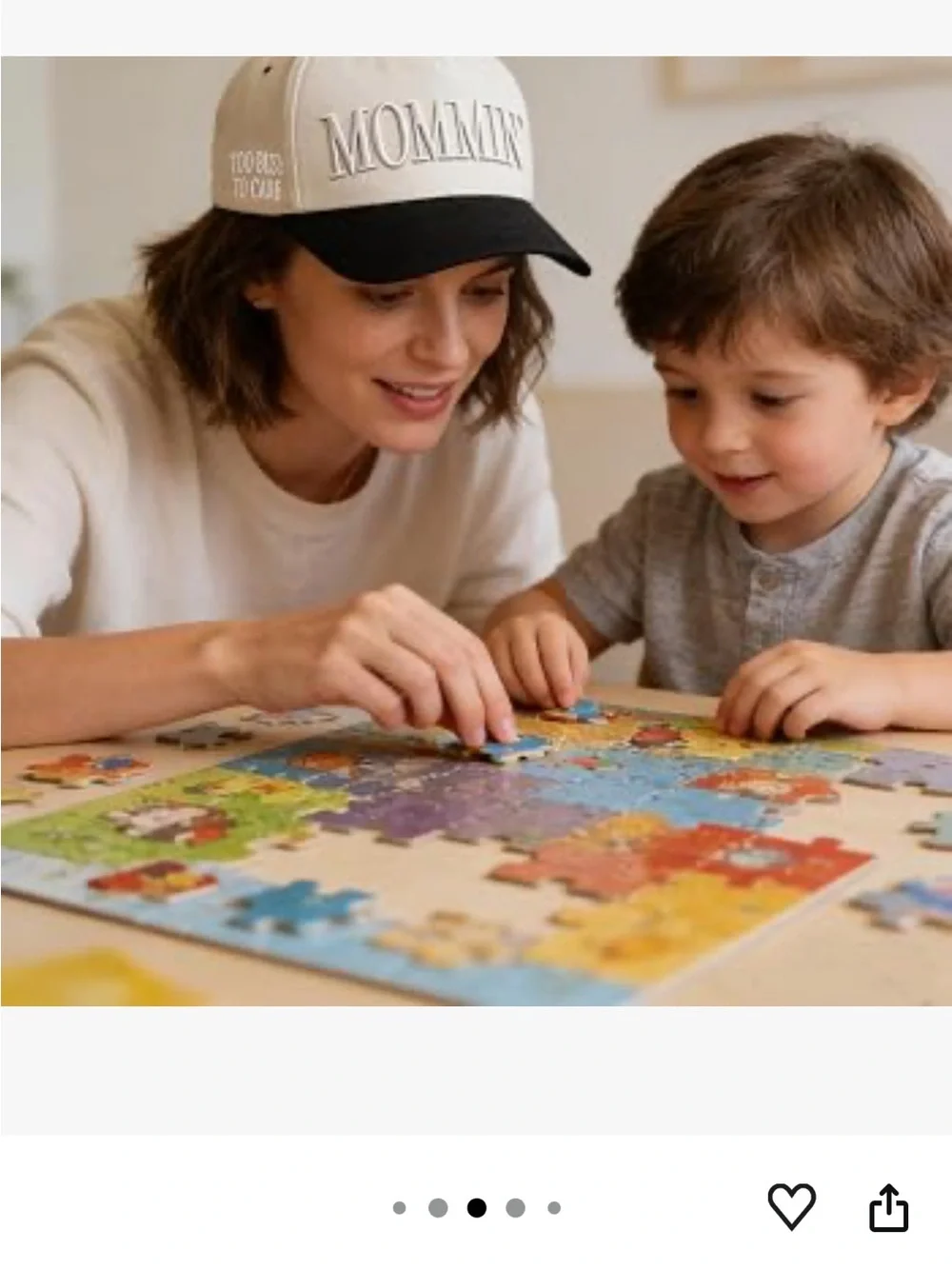 Mommin' Embroidered Two-Tone Baseball Cap - Beige & Black
